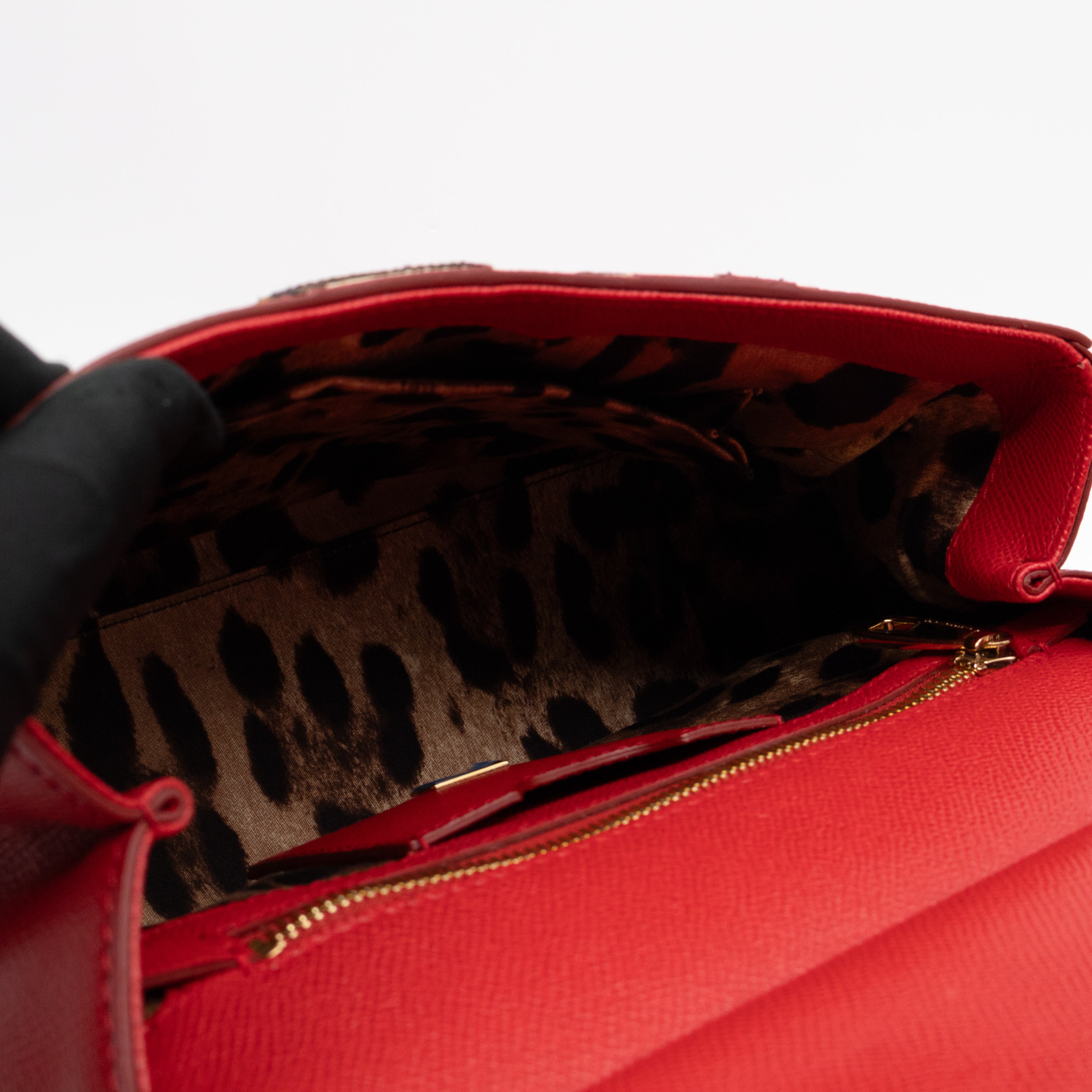 Sicily Medium Family Patchwork Red Dauphine Leather