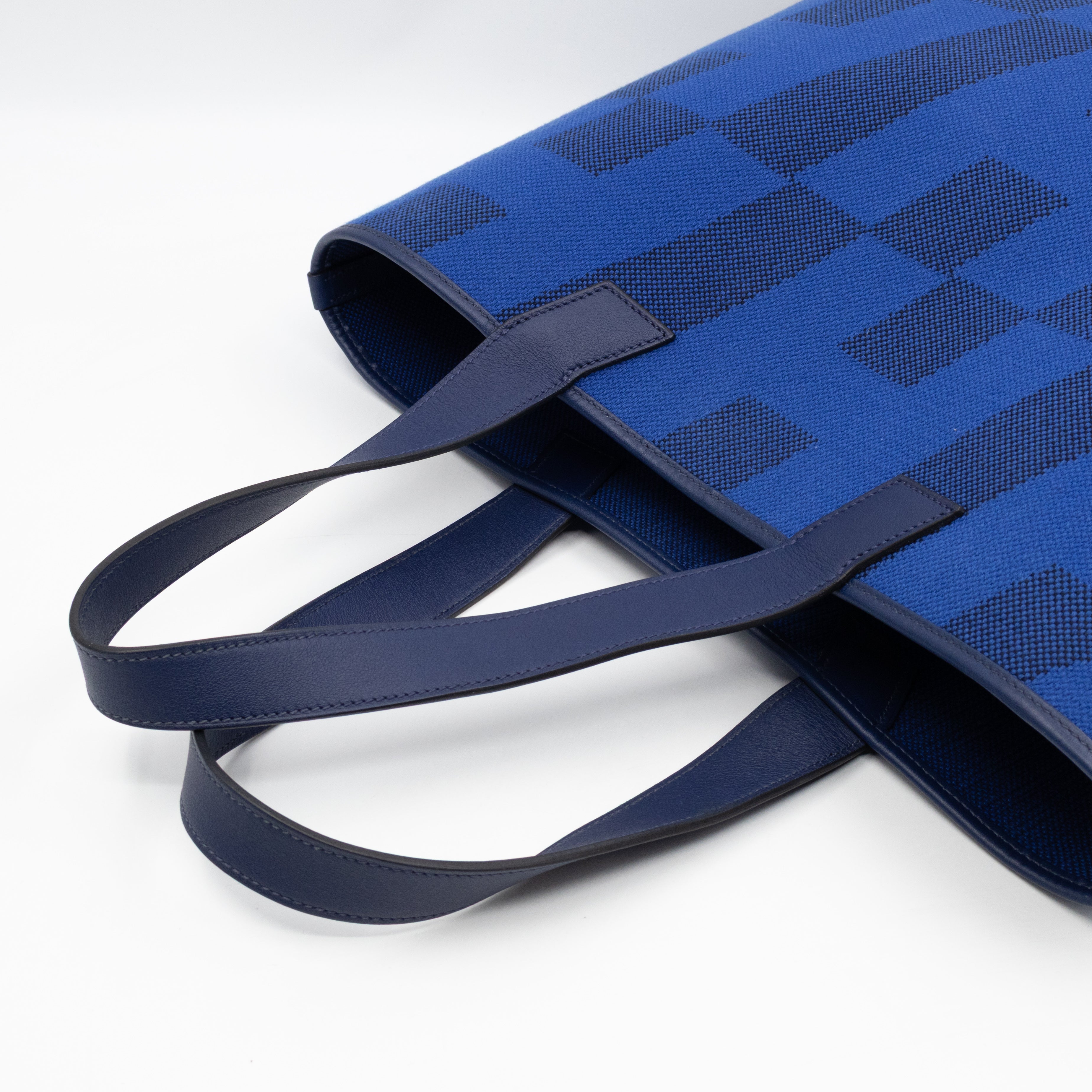 Cabas H en Biais 40 Tote Bag Bleu France