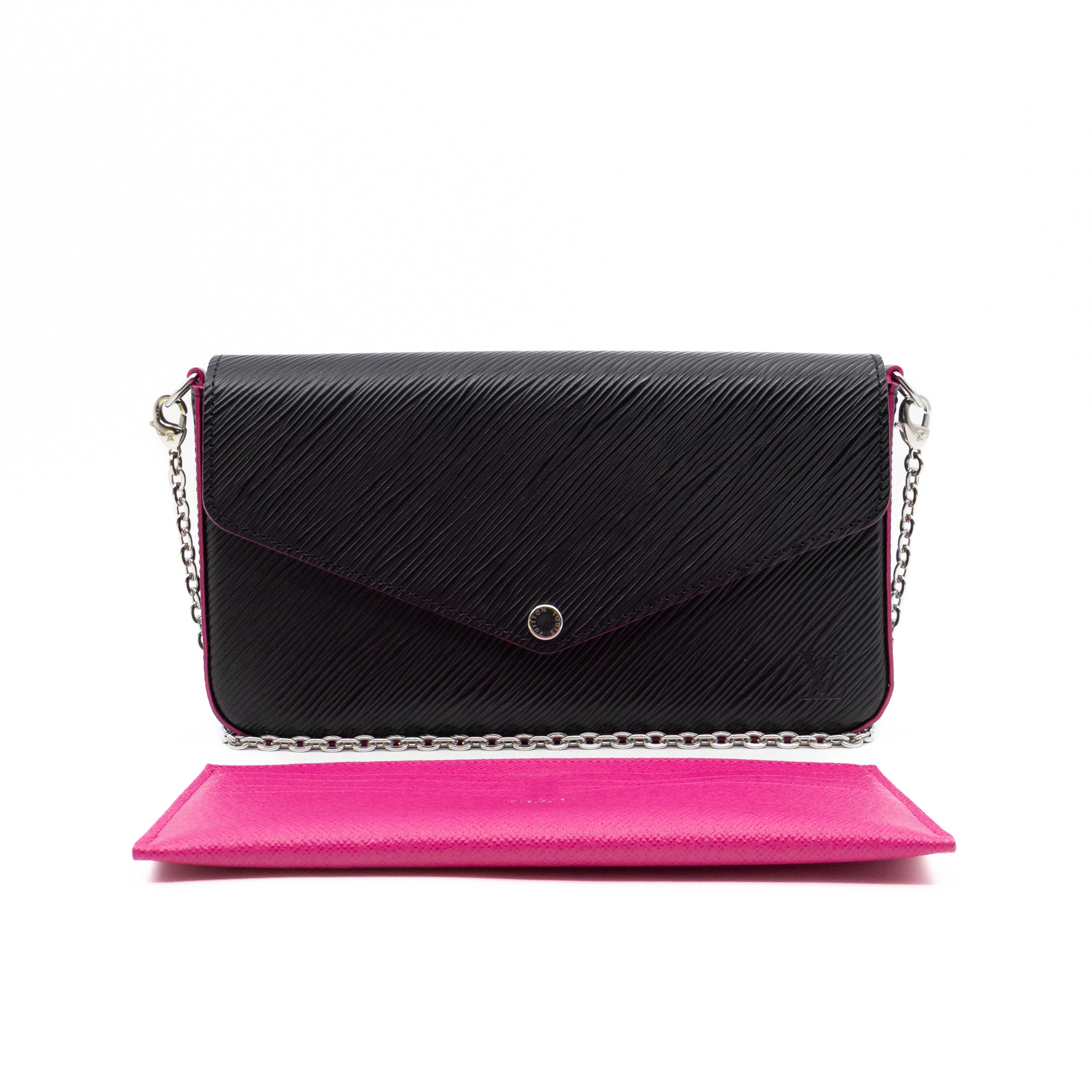 Pochette Felicie Black Epi Leather Pink