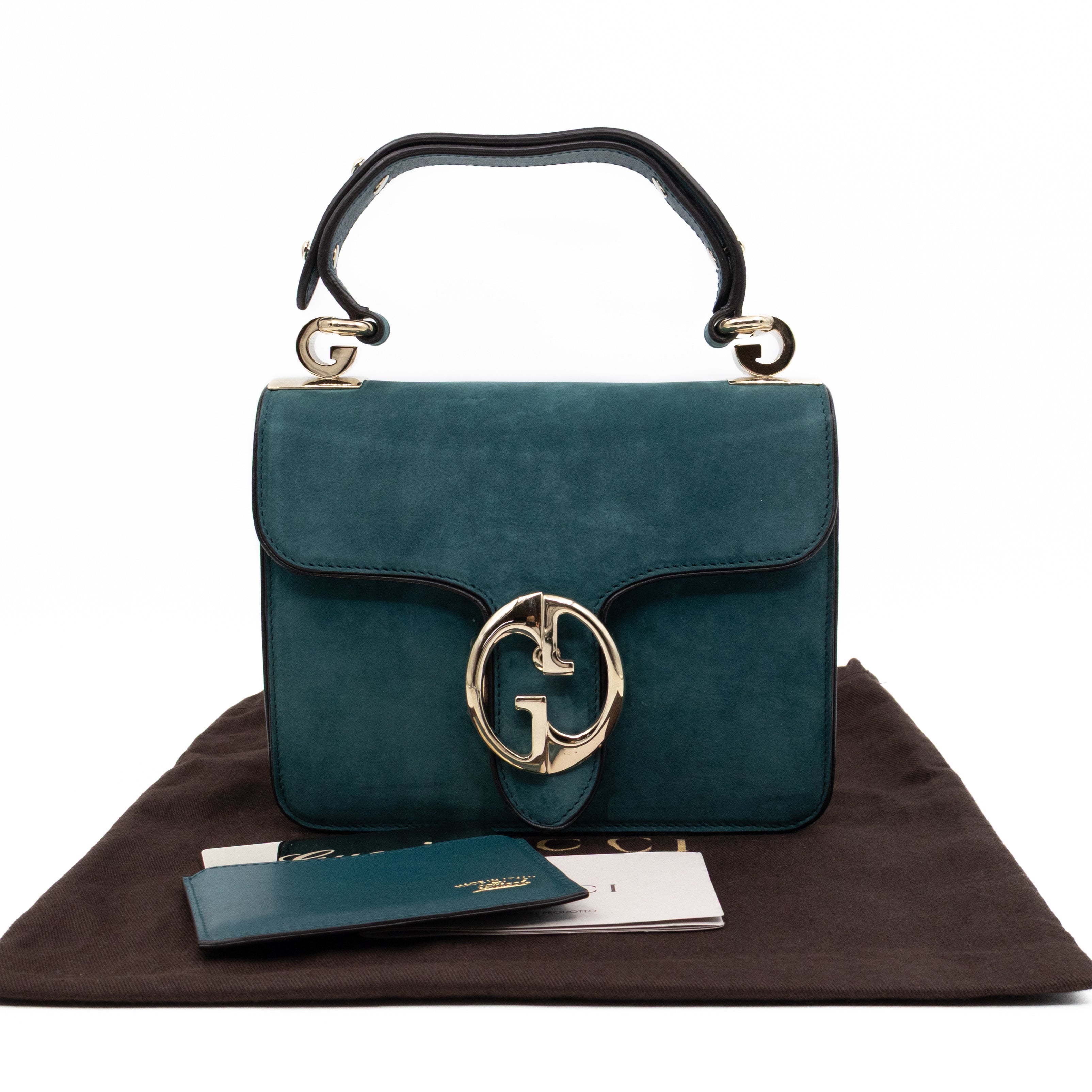 1973 Small Top Handle Bag Blue Nubuck