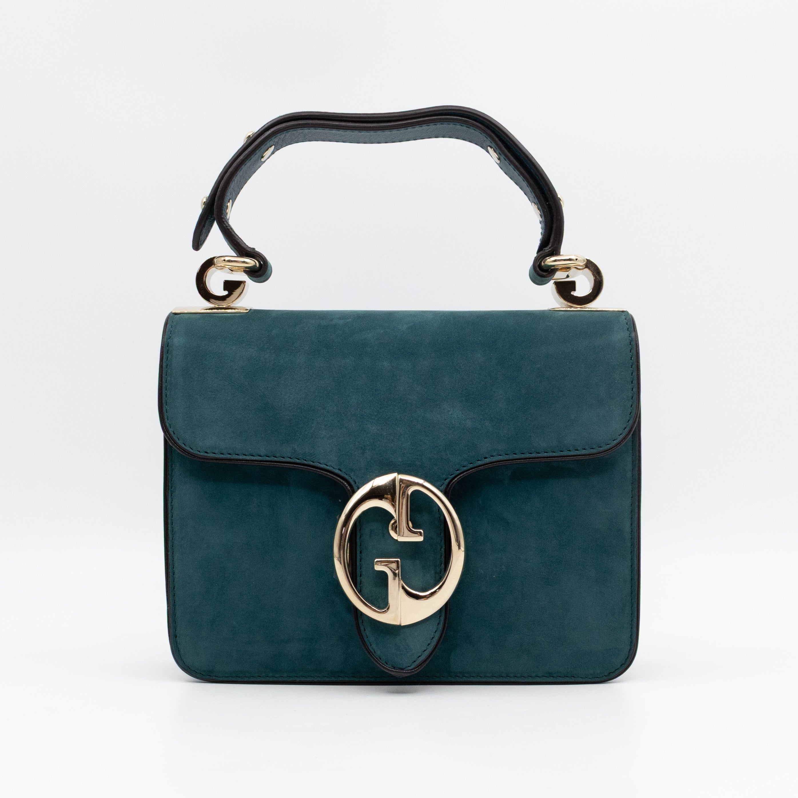 1973 Small Top Handle Bag Blue Nubuck