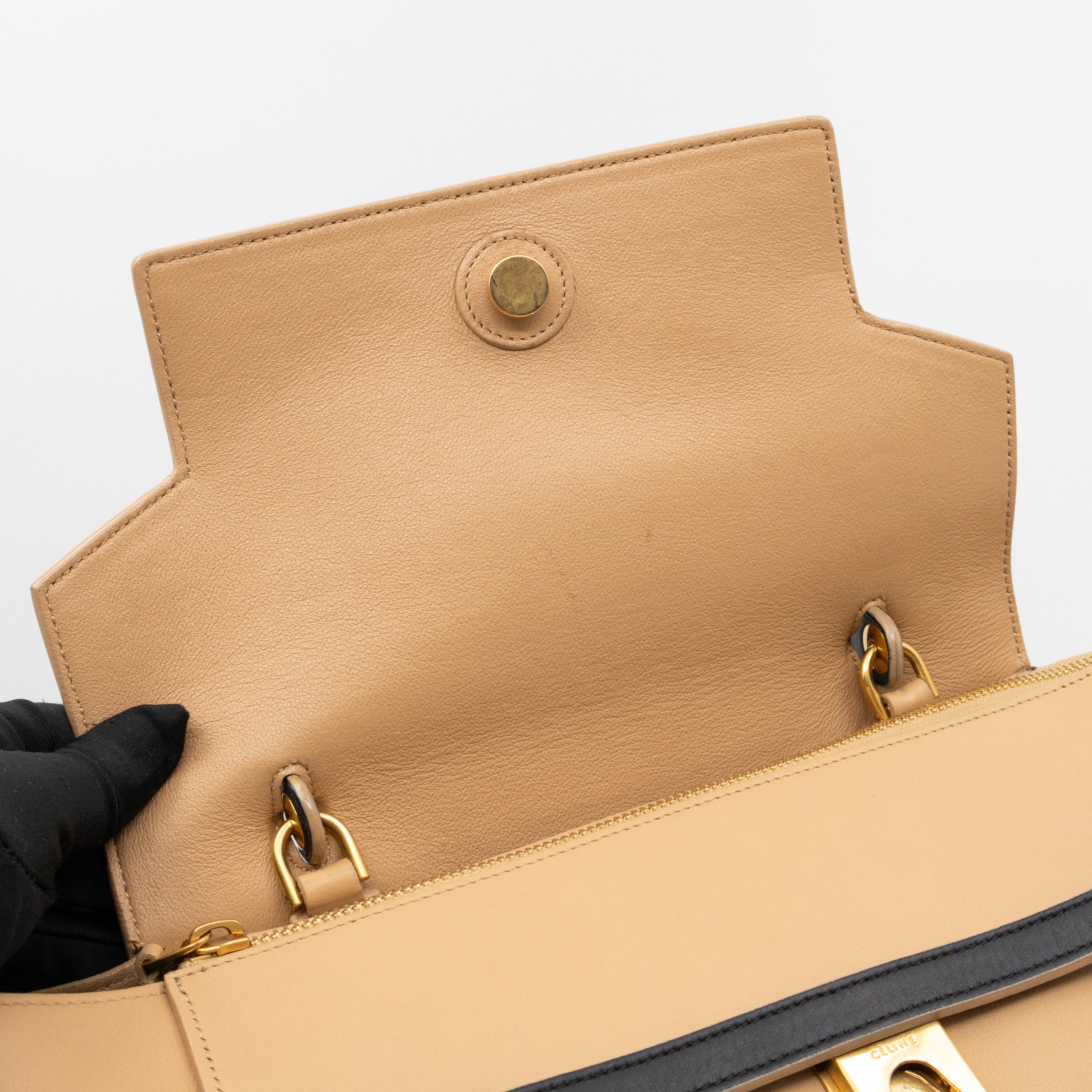 Mini Belt Bag Beige & Black Leather