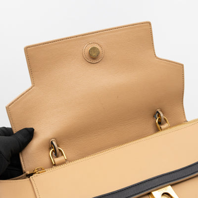 Mini Belt Bag Beige & Black Leather