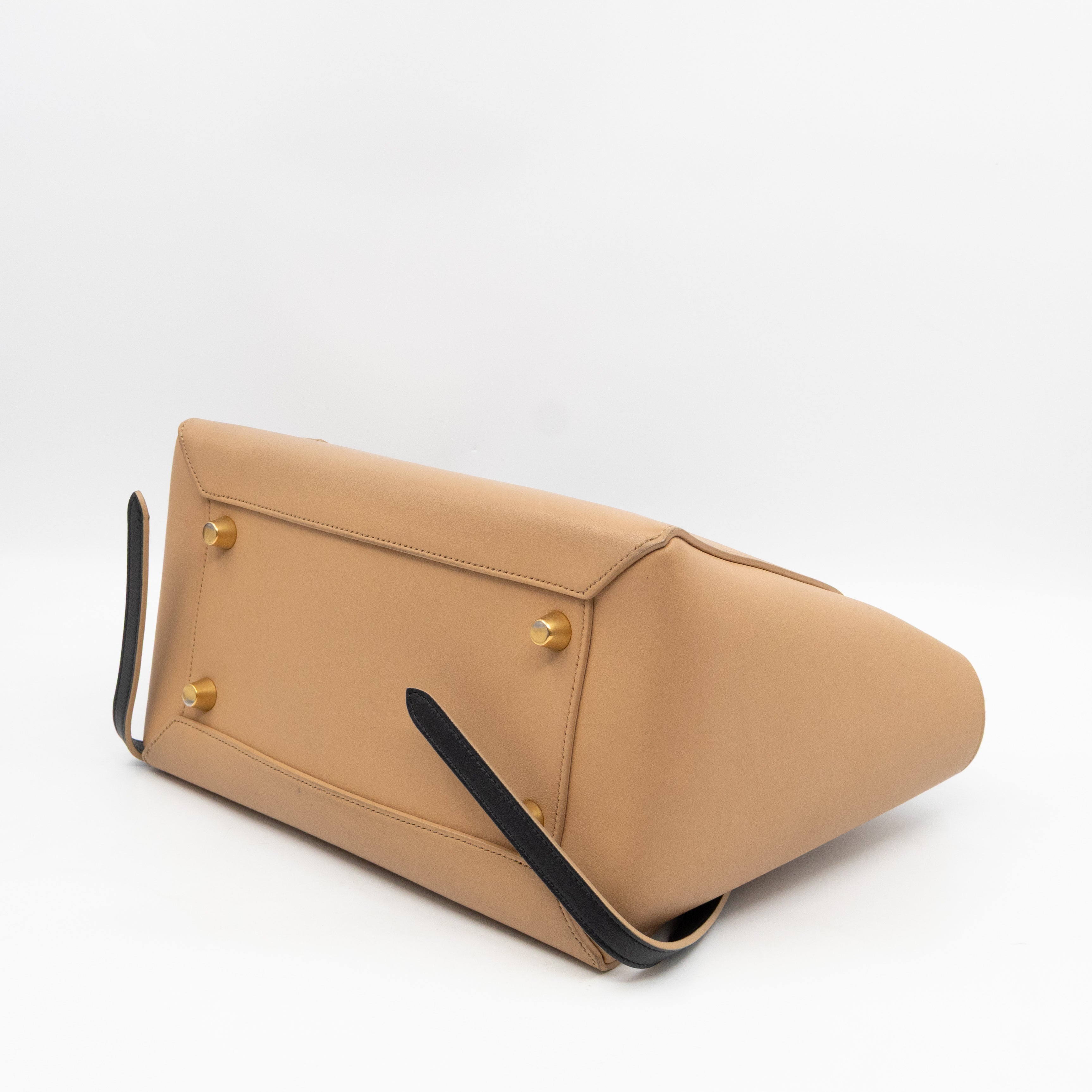 Mini Belt Bag Beige & Black Leather