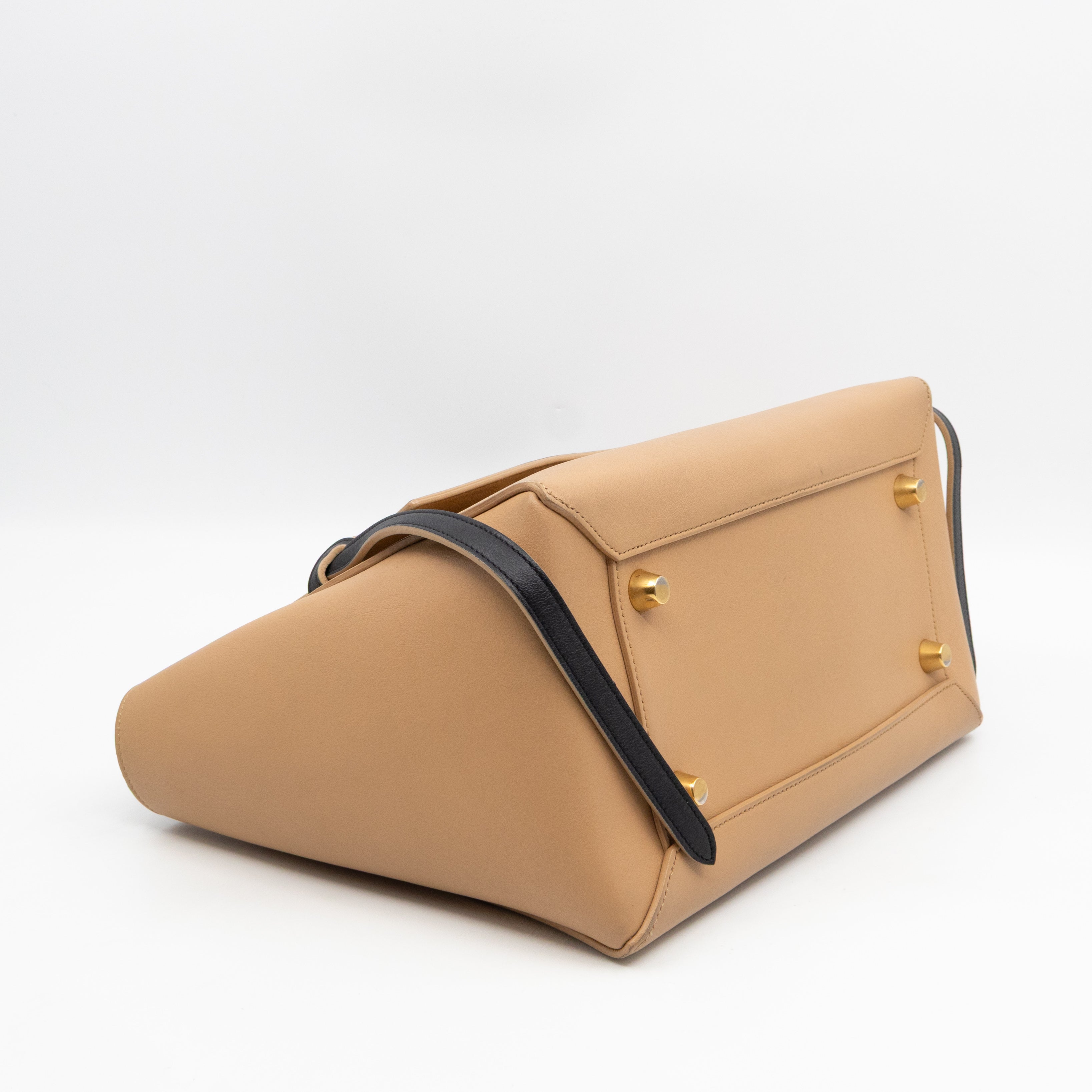 Mini Belt Bag Beige & Black Leather