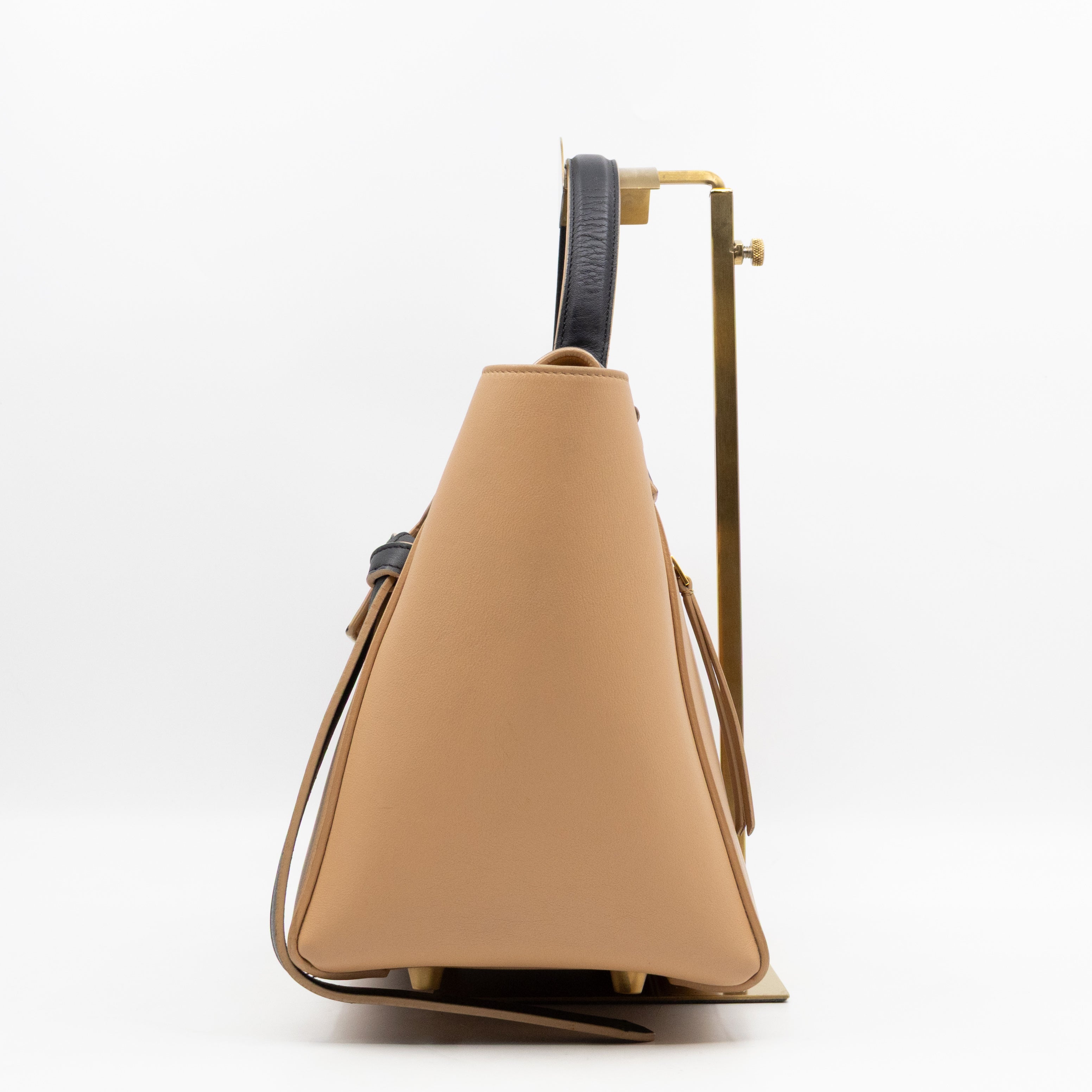 Mini Belt Bag Beige & Black Leather