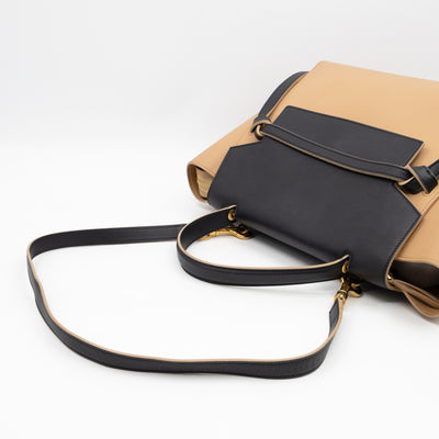 Mini Belt Bag Beige & Black Leather