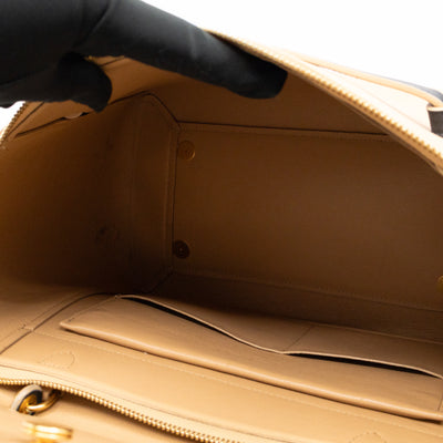 Mini Belt Bag Beige & Black Leather