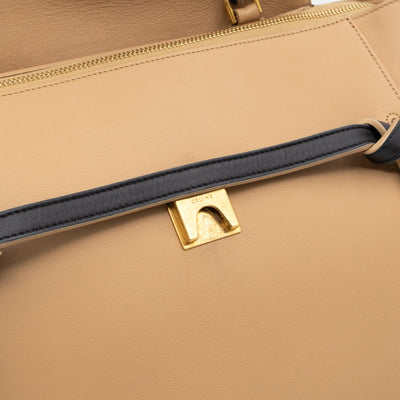 Mini Belt Bag Beige & Black Leather