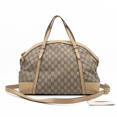 Nice Dome Satchel GG Supreme Beige Leather
