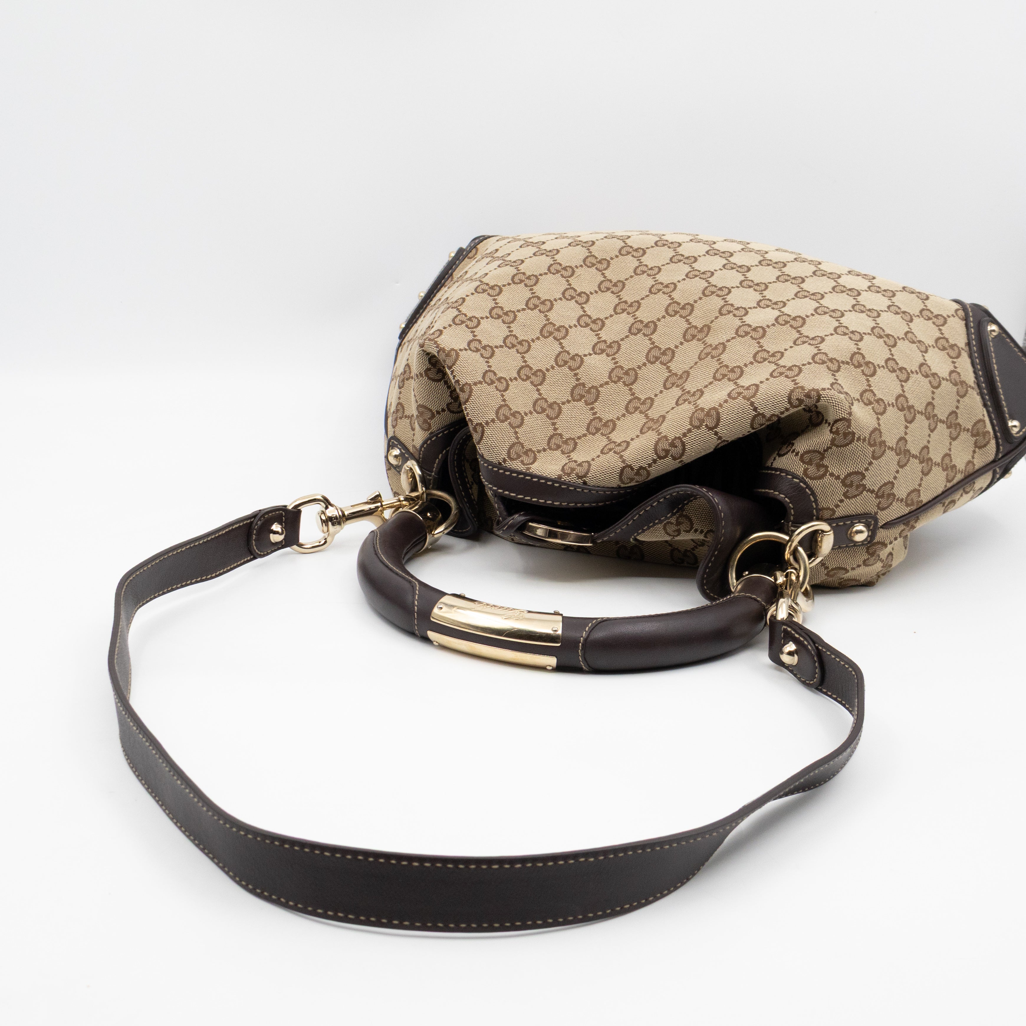 Indy Top Handle Tassels GG Supreme Canvas Brown Leather