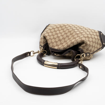 Indy Top Handle Tassels GG Supreme Canvas Brown Leather