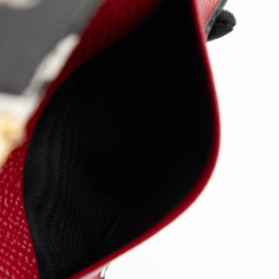 French-Flap Wallet White Flowers Print Black Dauphine