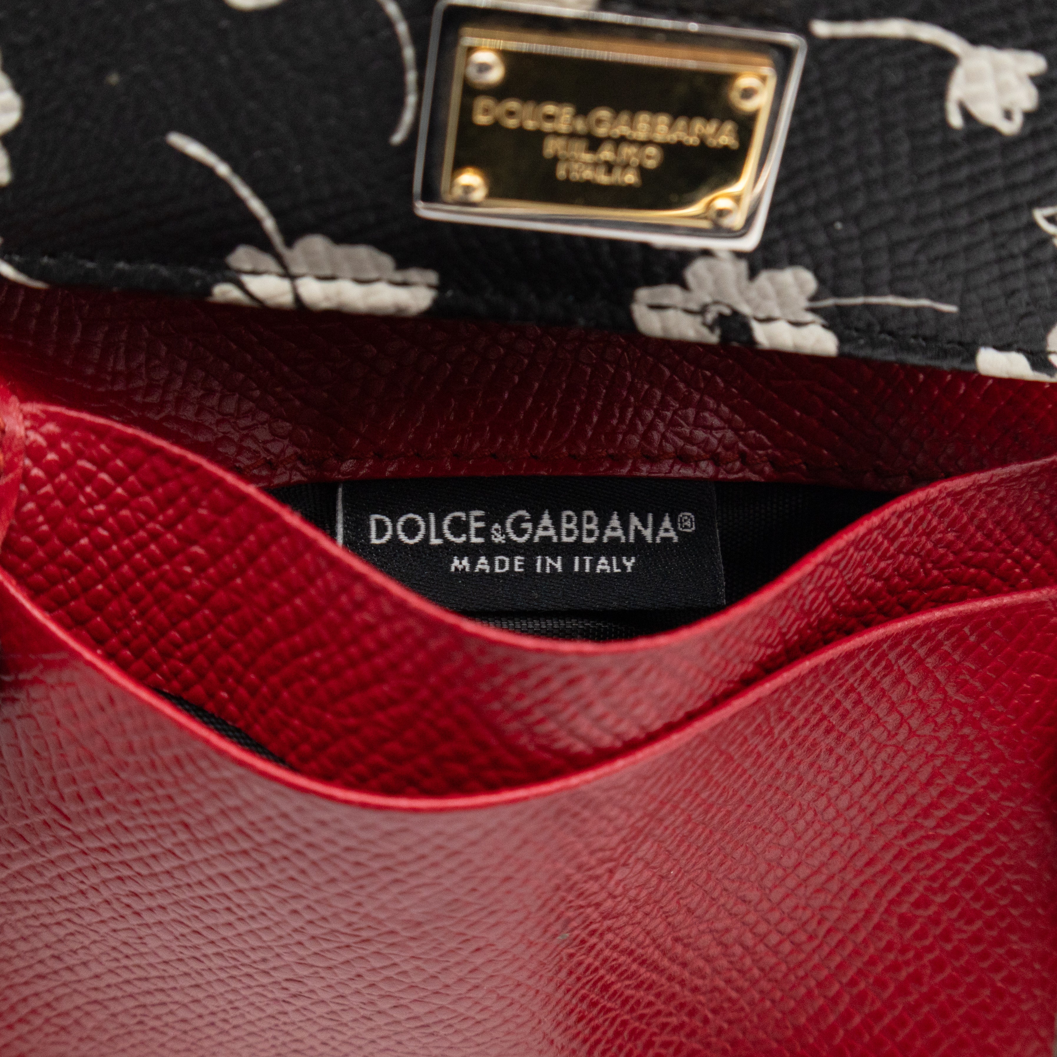 French-Flap Wallet White Flowers Print Black Dauphine