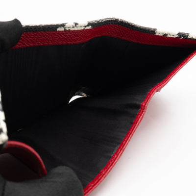 French-Flap Wallet White Flowers Print Black Dauphine