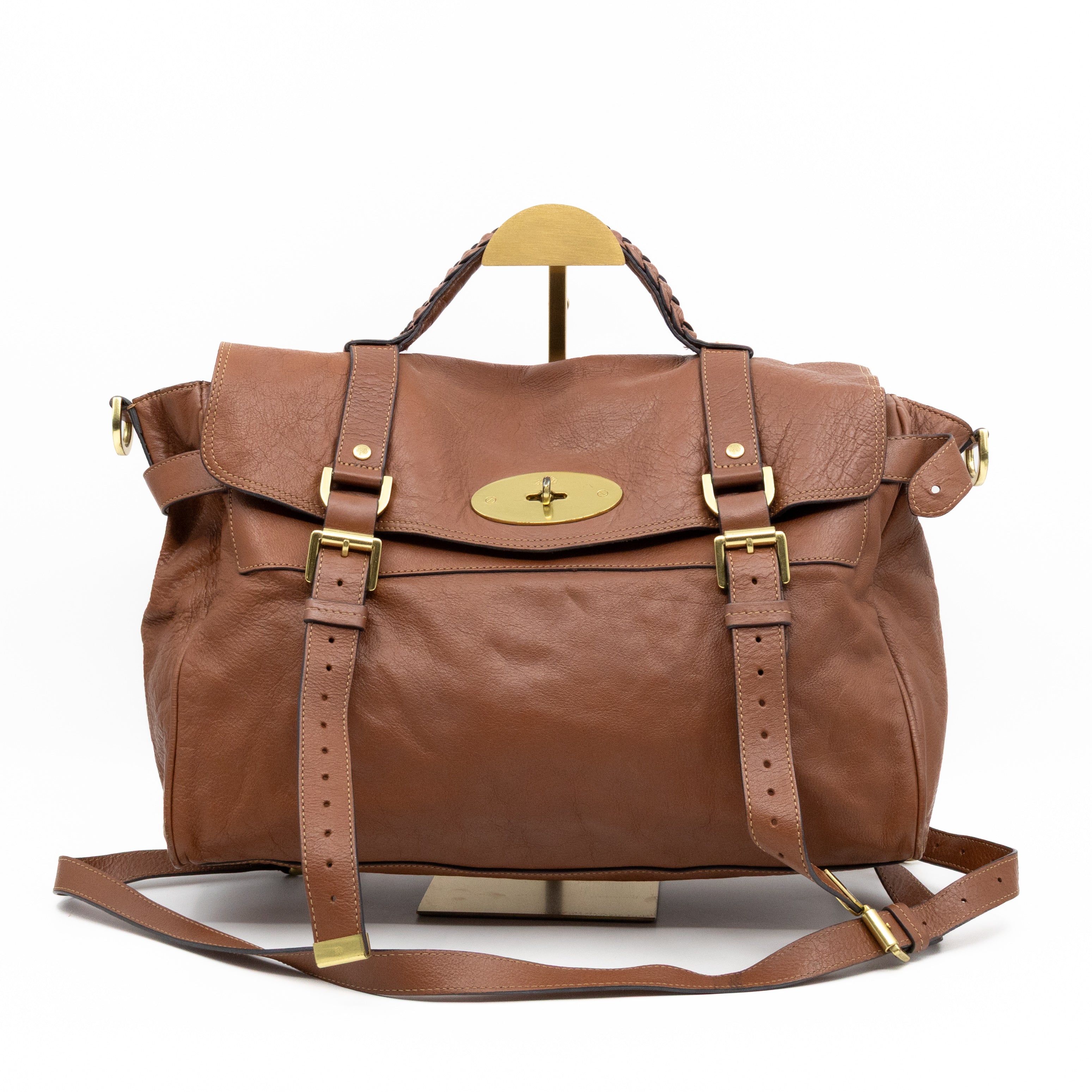 Oversized Alexa Brown Leather
