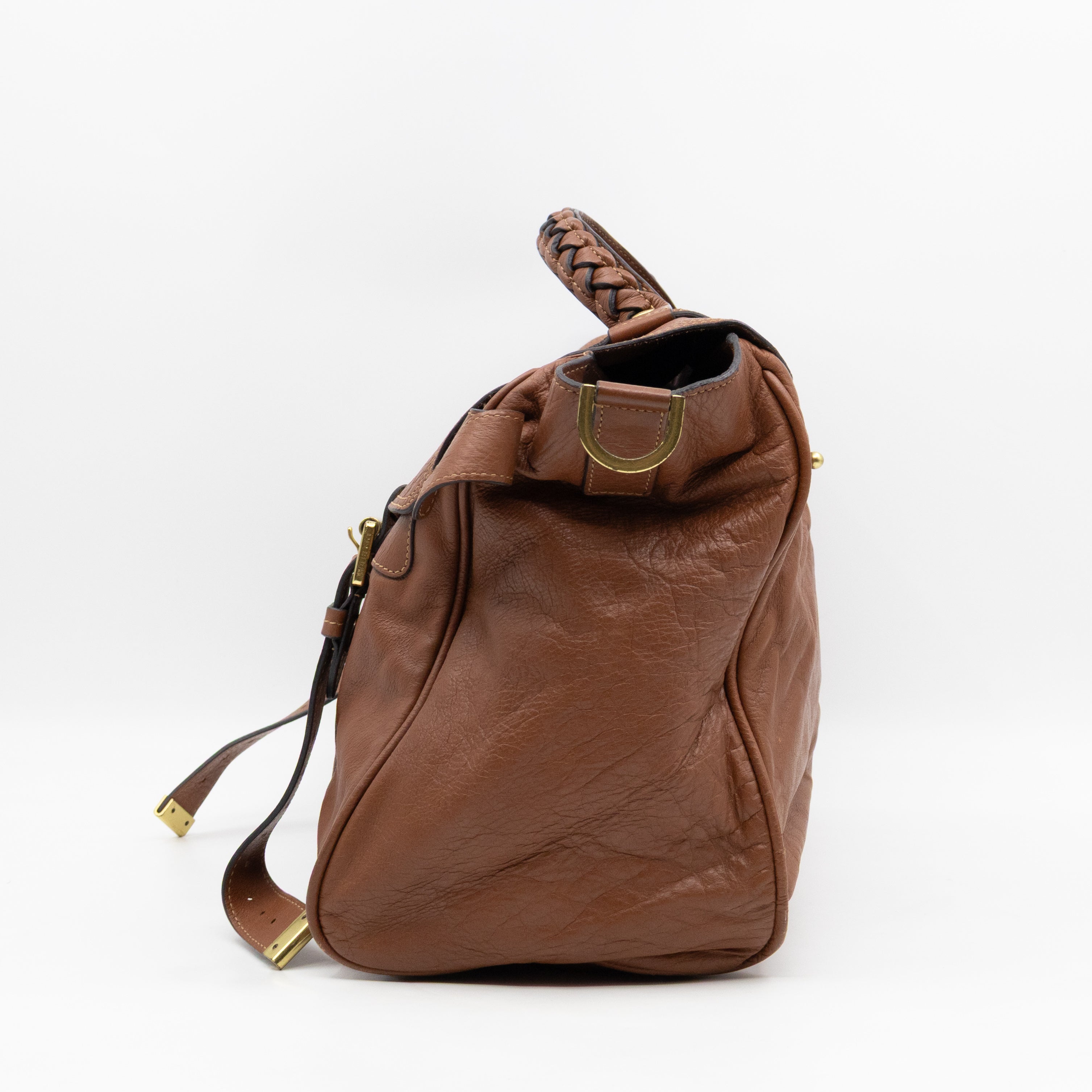 Oversized Alexa Brown Leather