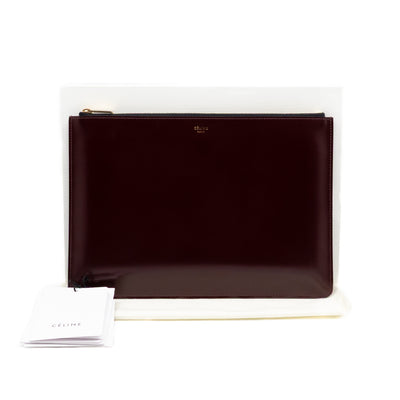 Zip Clutch Pouch Wine Smooth Leather
