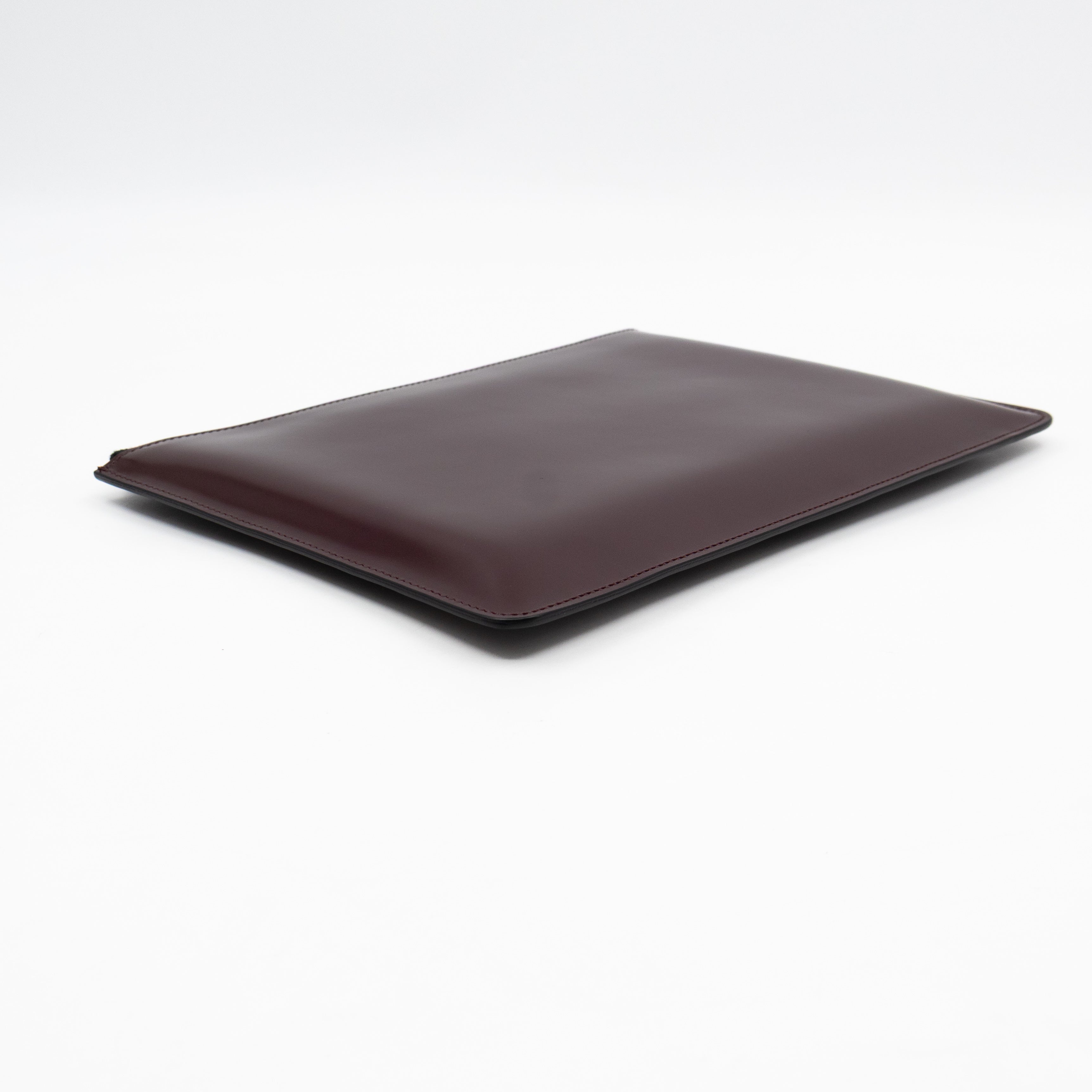 Zip Clutch Pouch Wine Smooth Leather