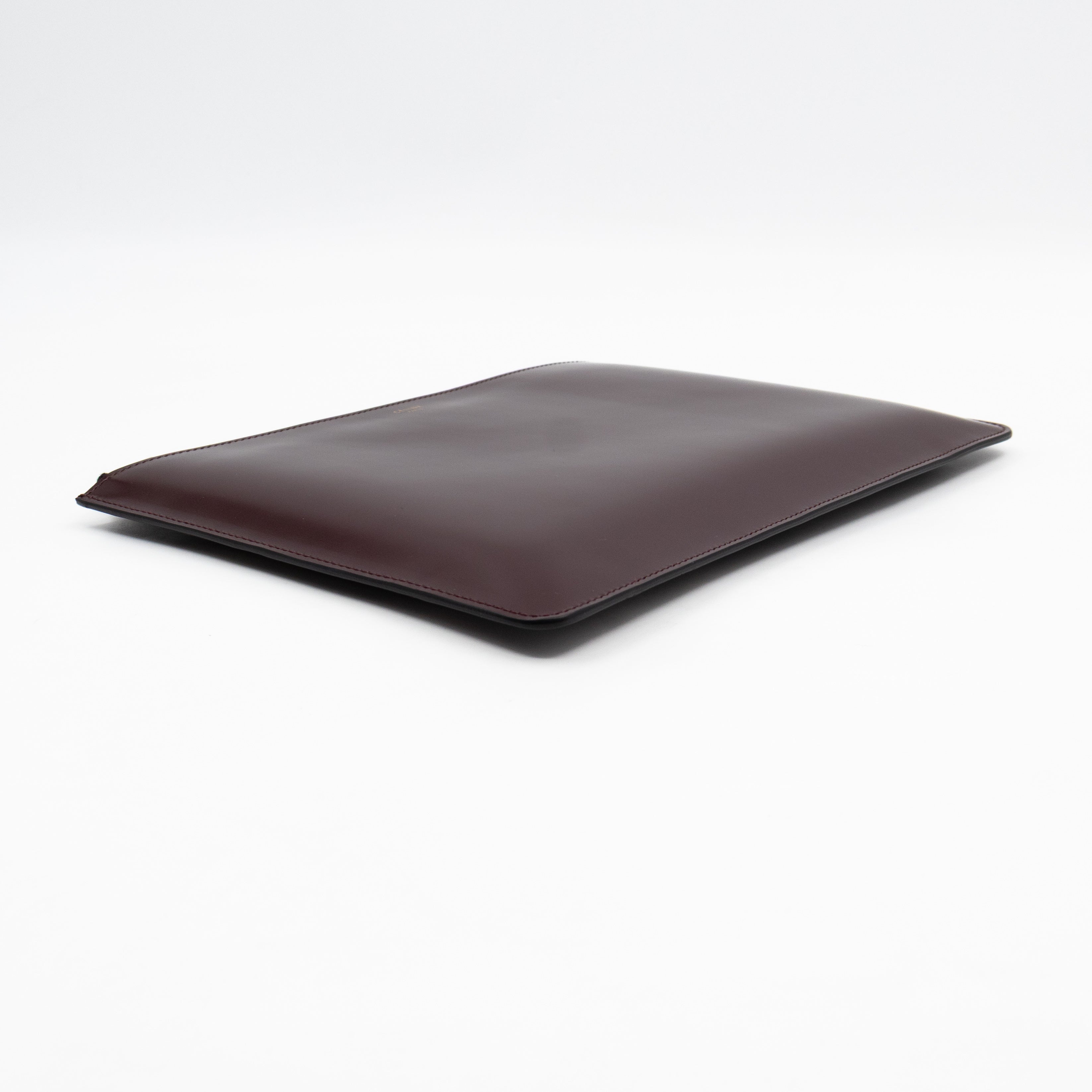 Zip Clutch Pouch Wine Smooth Leather