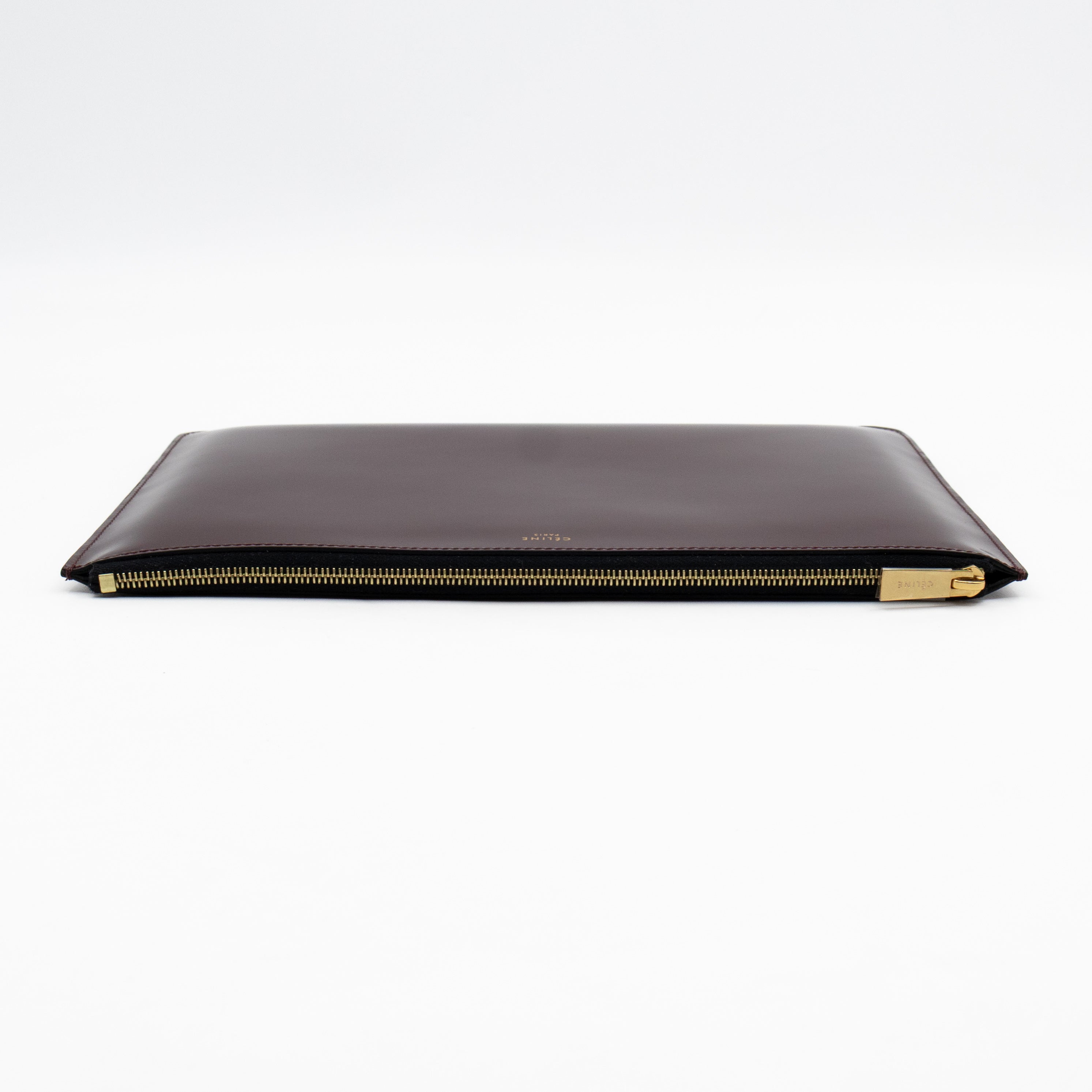 Zip Clutch Pouch Wine Smooth Leather