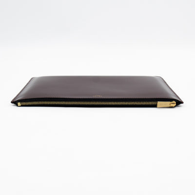 Zip Clutch Pouch Wine Smooth Leather