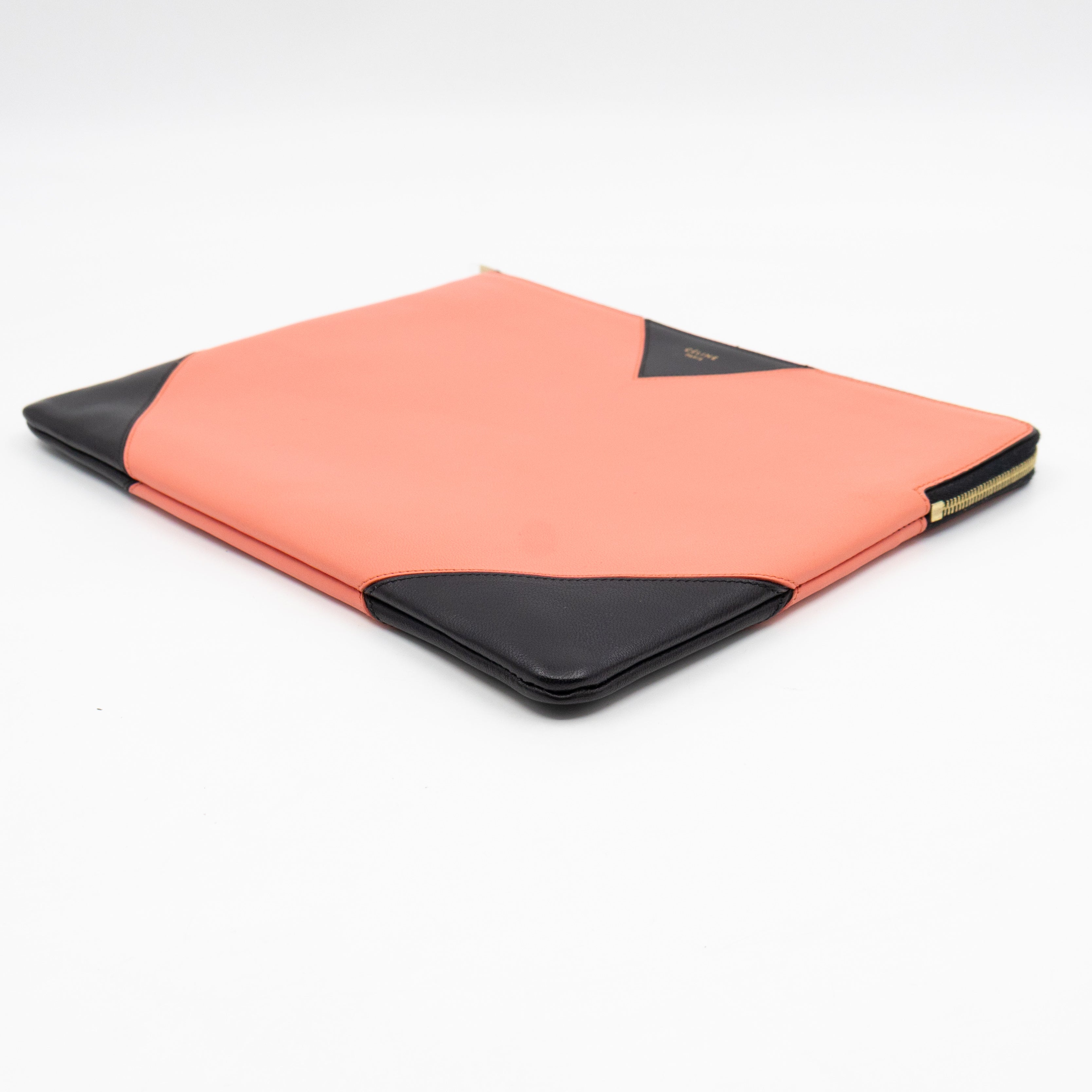 Zip Pouch Flamingo & Black Leather