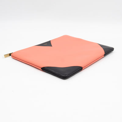 Zip Pouch Flamingo & Black Leather