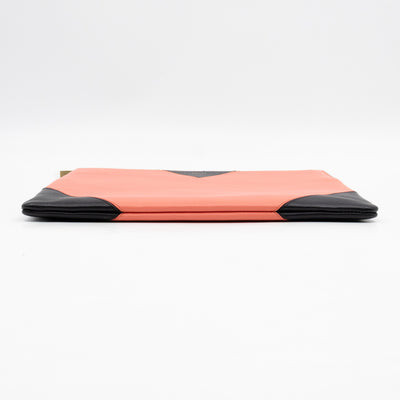 Zip Pouch Flamingo & Black Leather