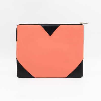 Zip Pouch Flamingo & Black Leather
