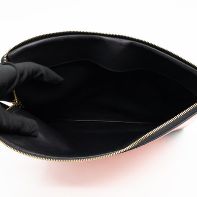 Zip Pouch Flamingo & Black Leather