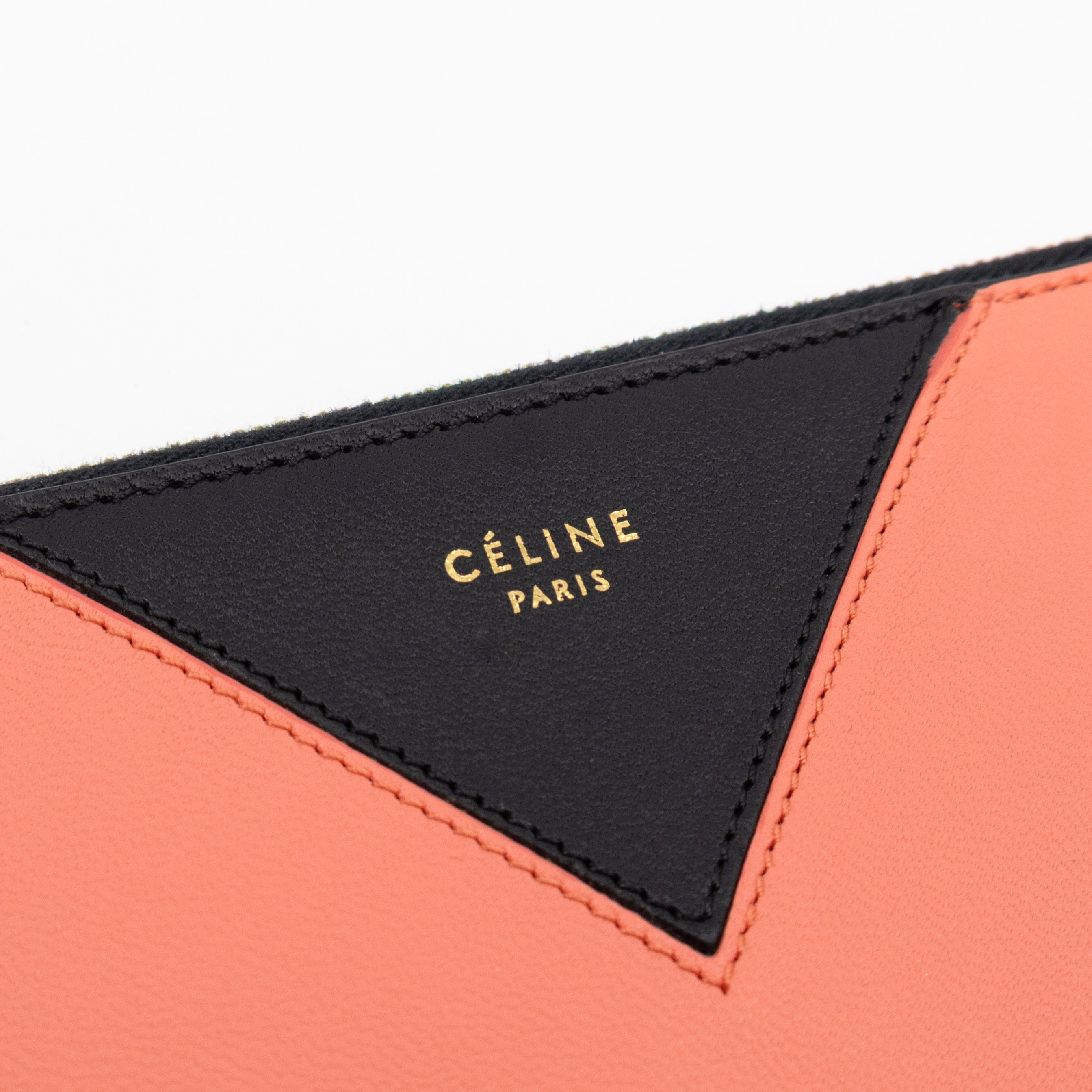 Zip Pouch Flamingo & Black Leather