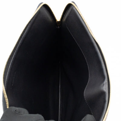 Zip Pouch Flamingo & Black Leather