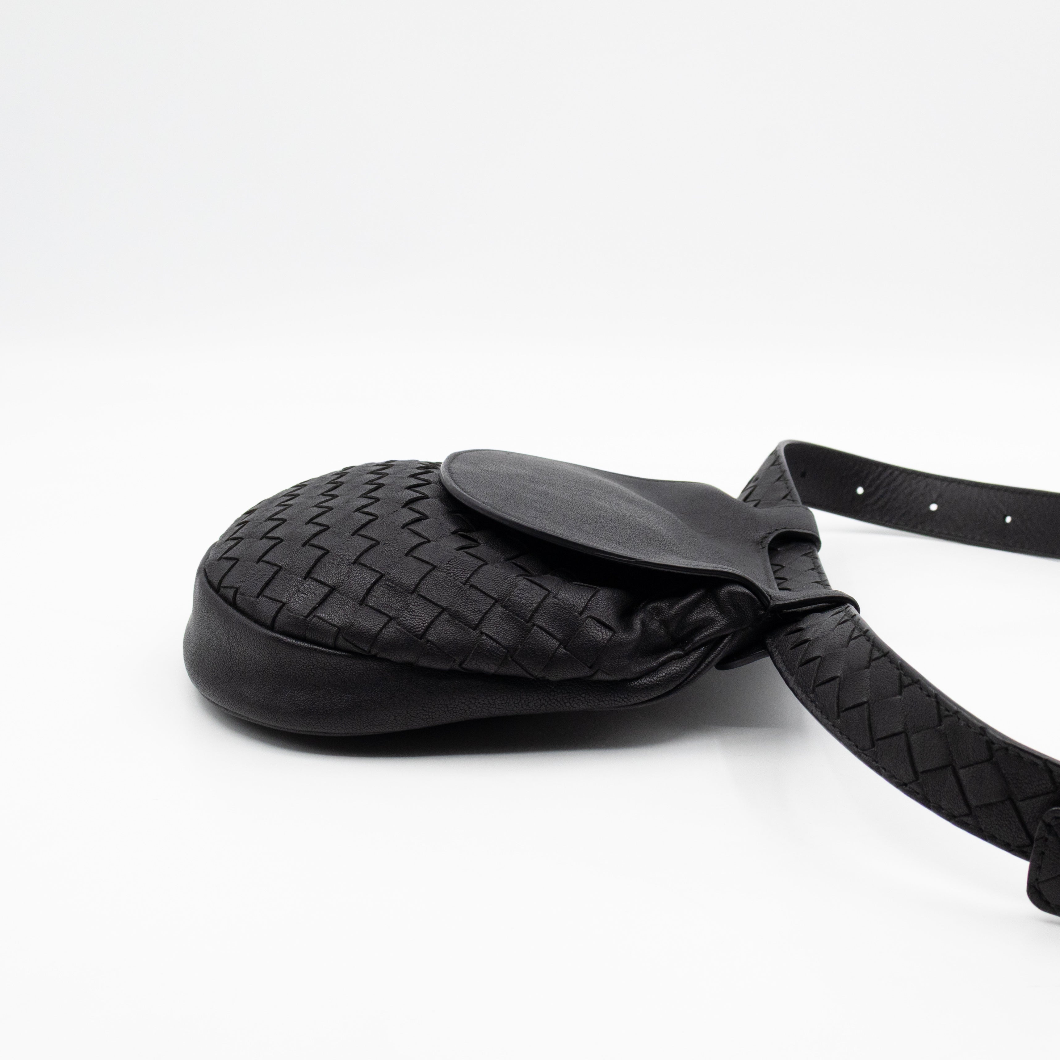 Belt Bag Intrecciato Black Leather