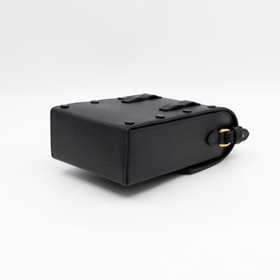 Horsebit Vertical Crossbody Bag Black Leather