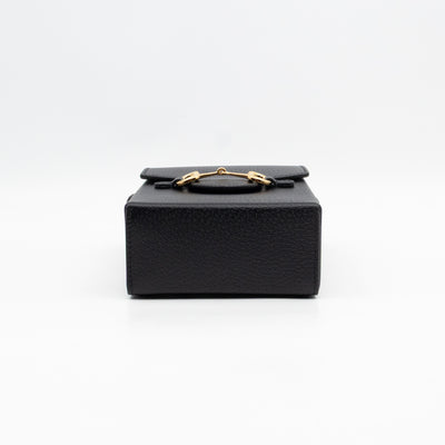 Horsebit Vertical Crossbody Bag Black Leather