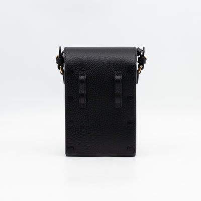 Horsebit Vertical Crossbody Bag Black Leather