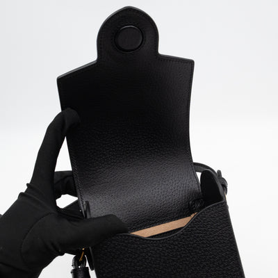 Horsebit Vertical Crossbody Bag Black Leather