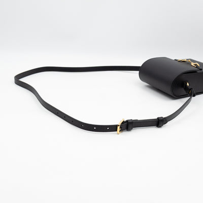 Horsebit Vertical Crossbody Bag Black Leather