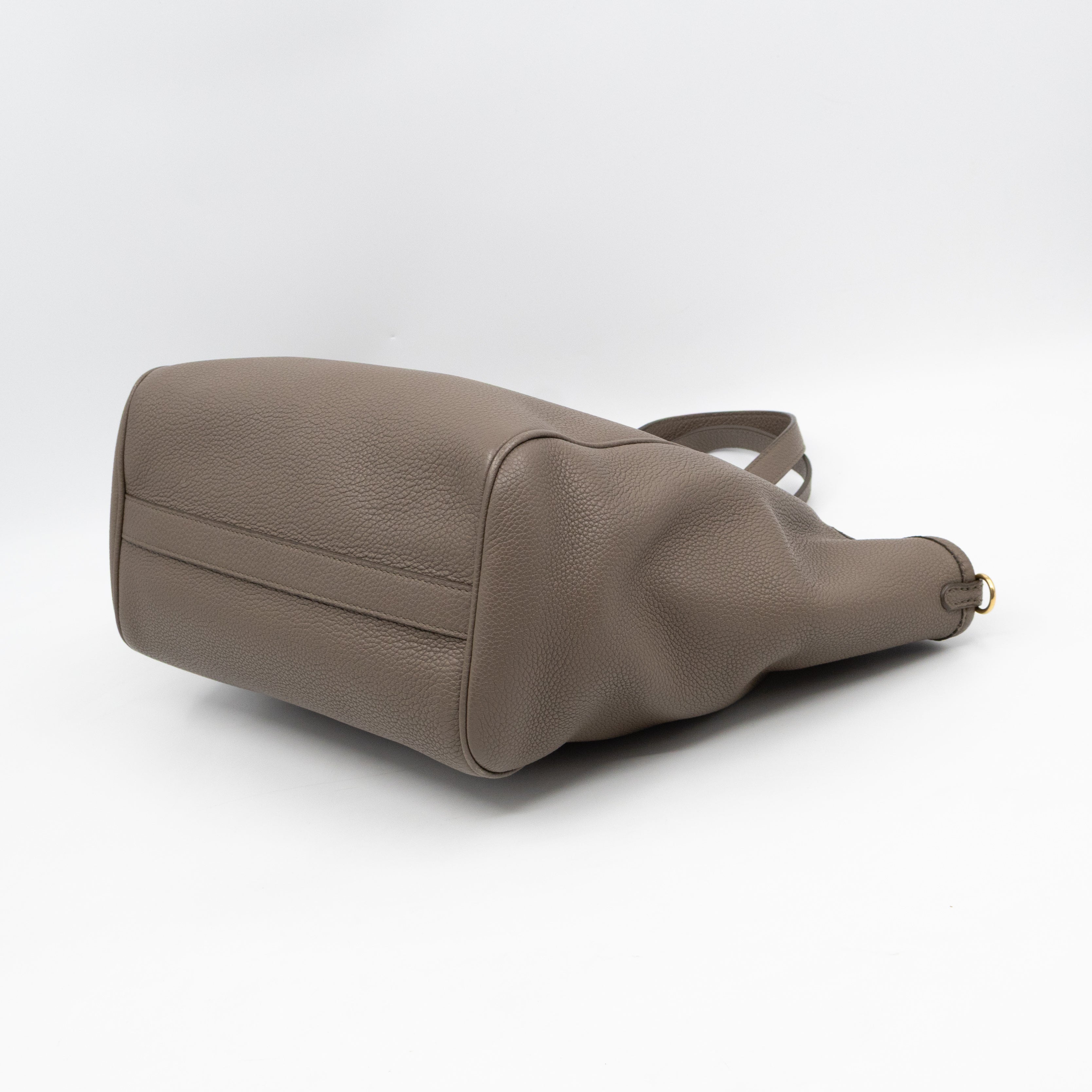 Fold Cabas Small Tote Grey Leather