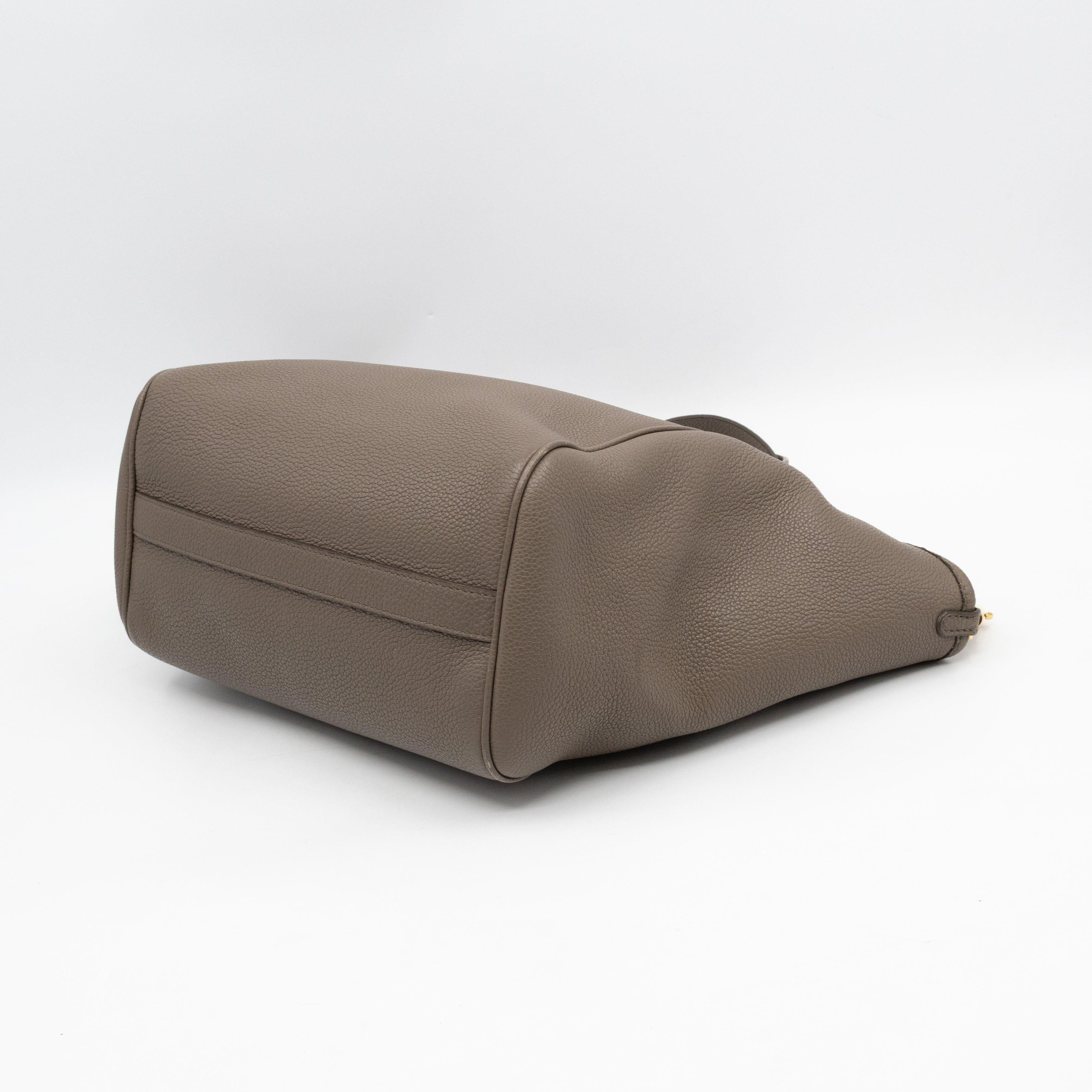 Fold Cabas Small Tote Grey Leather