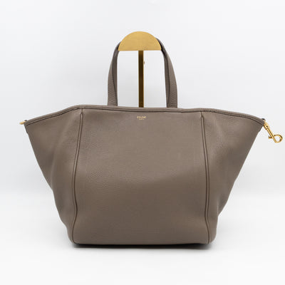 Fold Cabas Small Tote Grey Leather