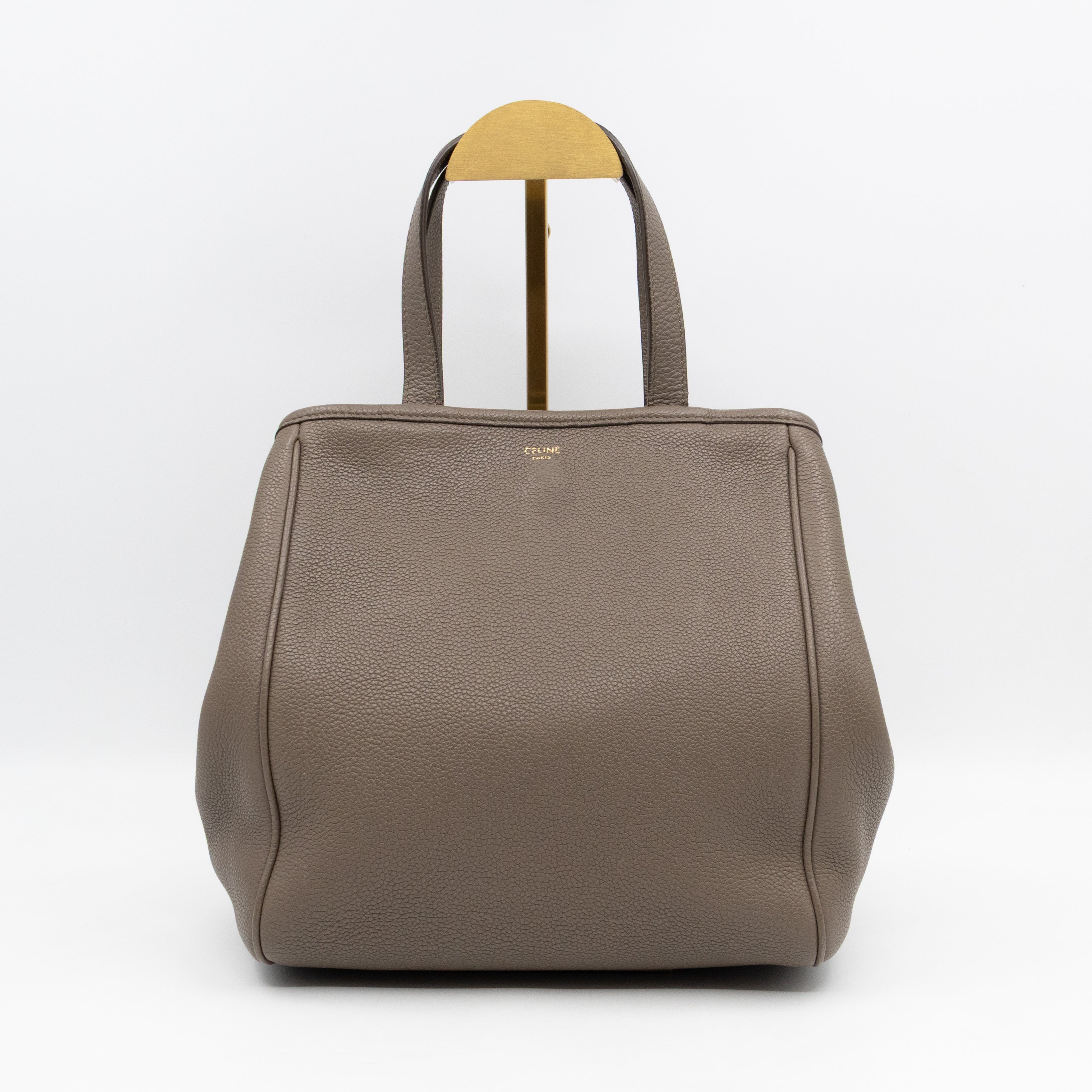 Fold Cabas Small Tote Grey Leather