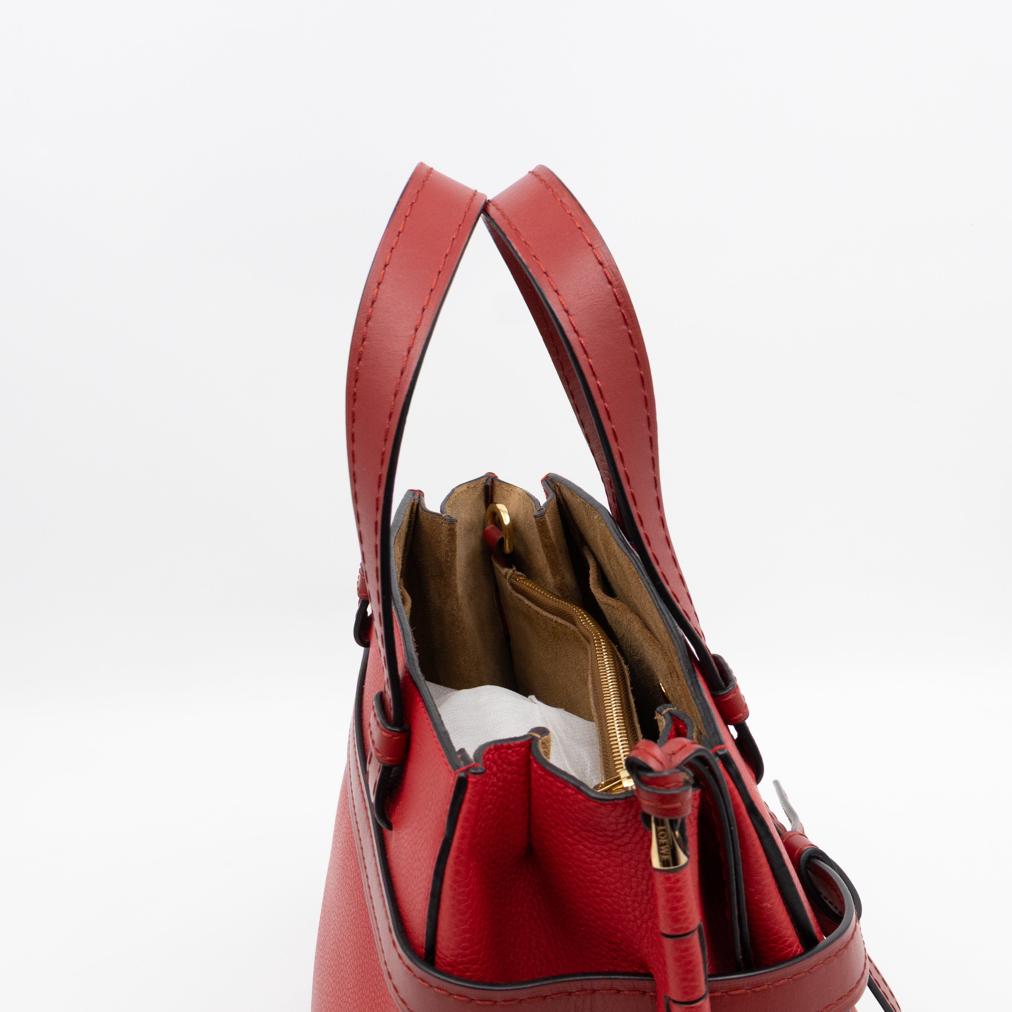 Gate Small Top Handle Tote Red Leather
