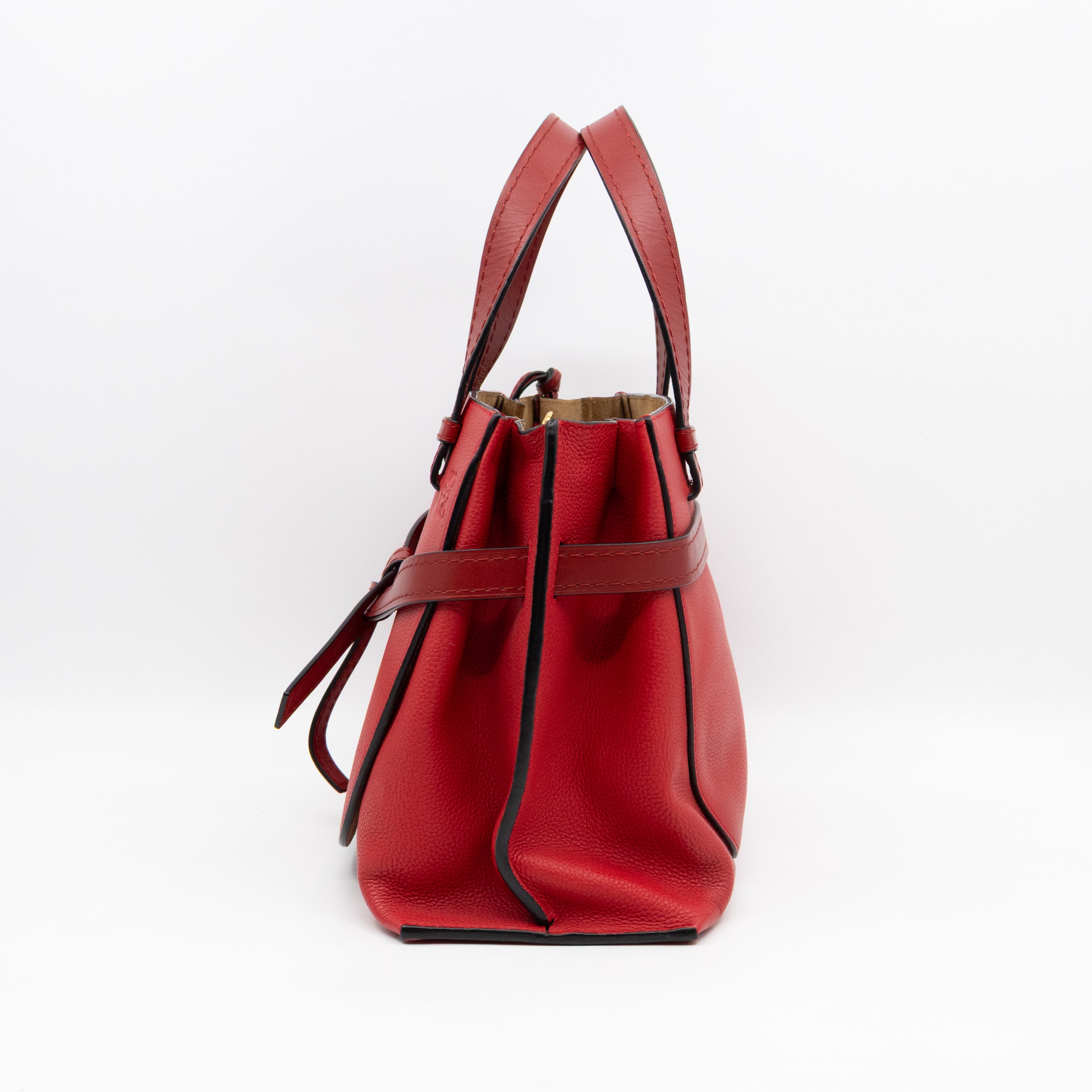 Gate Small Top Handle Tote Red Leather