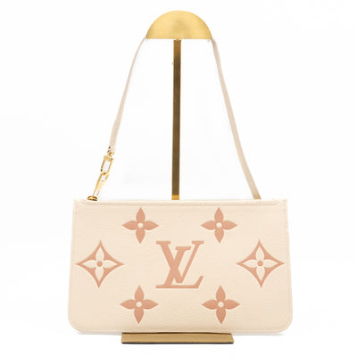 Neverfull Pochette Creme & Rose Trianon Monogram Empreinte Leather
