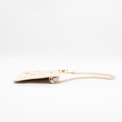 Neverfull Pochette Creme & Rose Trianon Monogram Empreinte Leather
