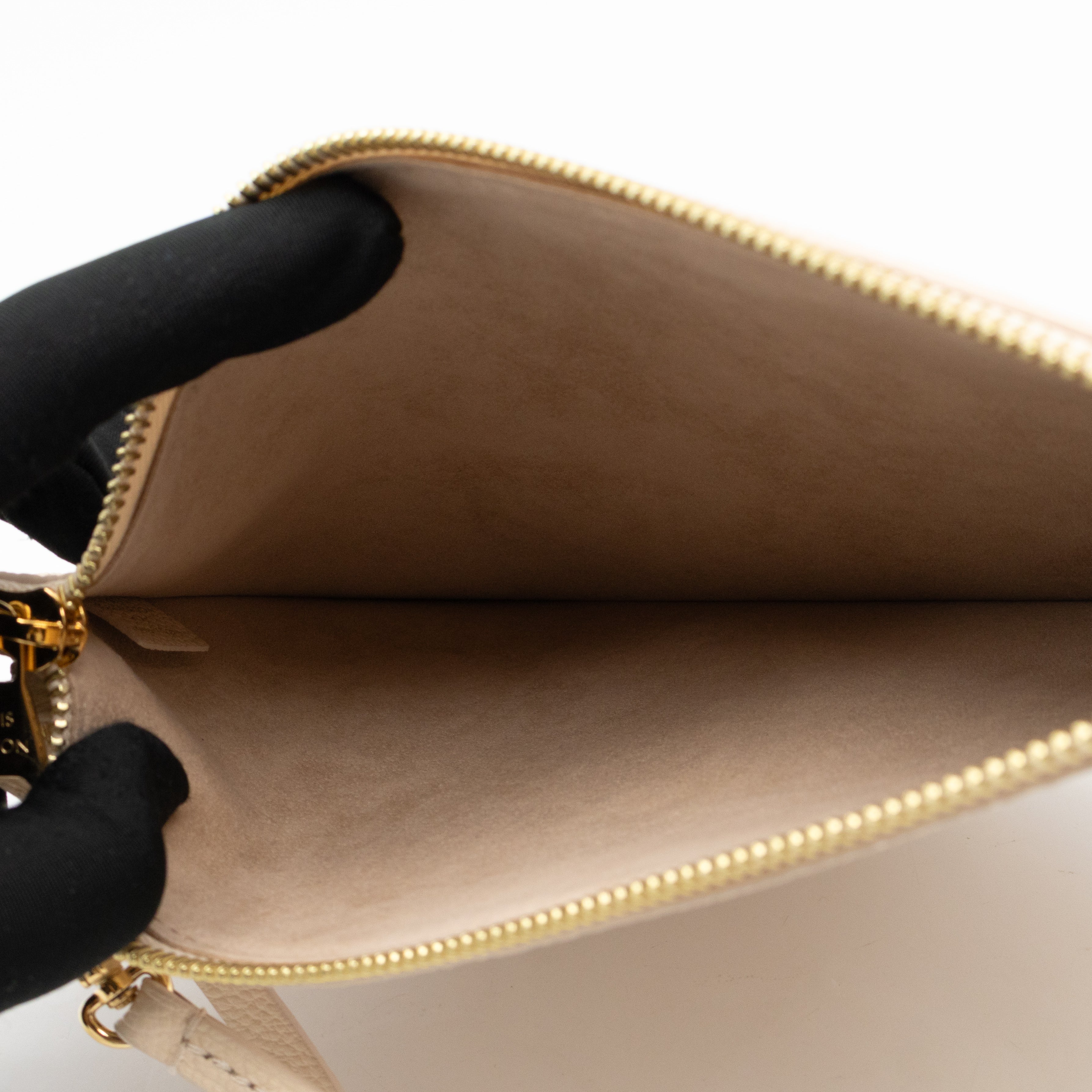 Neverfull Pochette Creme & Rose Trianon Monogram Empreinte Leather