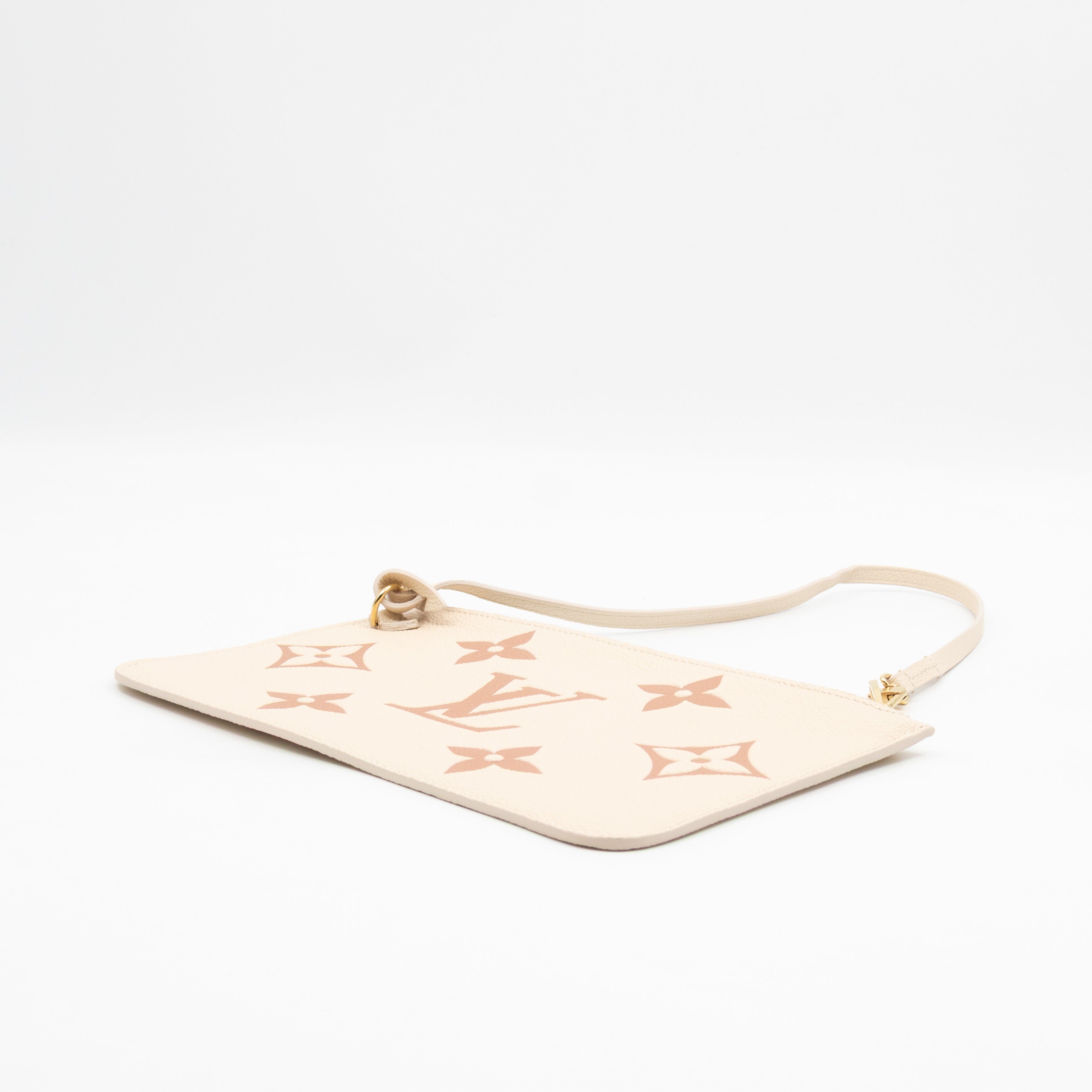 Neverfull Pochette Creme & Rose Trianon Monogram Empreinte Leather