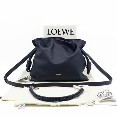 Flamenco Medium Bag with Spiral Strap Abyss Blue Leather